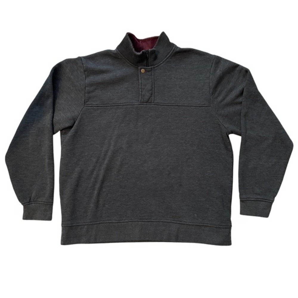 Orvis Quarter Zip Button Up Pullover Sweater Gray Mock Neck Mens‎ XL